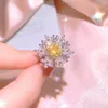 Wedding Rings PUNKI Vintage Cute Yellow Color Crystal Irregular Snowflake Zircon For Woman Cocktail Fashion Jewelry PKR18