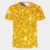 Men s T Shirts Tshirt Baru Pria T shirt Gambar Cetak Digital Glitter Emas 3D Kepribadian Kasual Lengan Pendek Leher o Atasan Kaus 230509