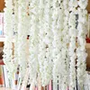 Dekorativa blommor kransar 1,45 m/4.75ft konstgjord vinrankning Wisteria flores sträng hortensia rotting för hem bröllop trädgård dekorat