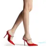 Women Pumps Sandals Trendy 100 mm Pointed Toe Slingback Crystal Ankle Strap Embellished Red Patent Leather