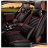 Car Seat Covers Ers Fit Accessories Er Sedan Fl Set Design Durable Pu Leather Adjuatable 5Seats With Headrests Pillows Cushion For D Dhm9L