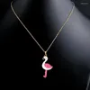 Hänge halsband söta rosa legering flamingo halsband kvinnors tillbehör högkvalitativa metallsmycken går med allt