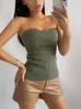 CAMISOS Tanks gebreide Strapels Crop Corset Top Off Shoulder Sexy mouwloze vrouwelijke tank Fashion Summer Slim Lady Tunic Tops 230508