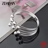 Bangle ZDADAN 925 Silver Bead Open Cuff Bracelet For Women Men Christmas Jewelry Wedding Party Gift 230508