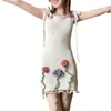 캐주얼 드레스 레이디 패션 크로 셰 뜨개질 꽃 니트 드레스 섹시한 여자의 여름 민소매 넥