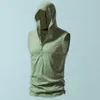 Débardeurs pour hommes mode sweat à capuche gilet doux sport boutons décolleté hommes musculation haut à capuche évacuation de l'humidité