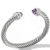 Charm Bracelets fashion stainless steel bracelet zircon wire twisted rope 7MM open accessories wholesale 230508
