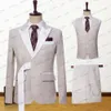 Costumes pour hommes Blazers Hommes Costumes 3 pièces Ensemble Veste Gilet Pantalon Slim Fit Summer Style britannique Business Lin Kaki Robe de mariée 230509