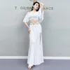 Stage Wear Sexy Simple Style Women's Belly Dance Costume Top Off Shoulder Sleeves Split Skirt Aldult Oriental Dancing Performance