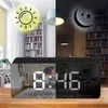 Desk Table Clocks Multifunctional digital alarm clock LED mirror with dimming nap temperature function suitable for bedroom office travel home decoration 230508