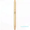 Stylo plume en or 10K de haute qualité, 0.5mm, entièrement en métal, stylo à encre à Clip doré, papeterie Caneta, fournitures scolaires et de bureau