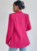 Women's Suits Blazers Spring Jacket Elegant Rose Red Office Ladies Oversize Long Sleeve Casual Suit Coats for Women Fashion 230509