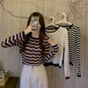 Women's T Shirts Thin Air Conditioner Sunscreen Cover Long Sleeve Off Shoulder T-shirt Women's Hollow Stripe Small Top