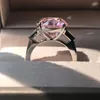 خاتم الزواج العلامة التجارية Choucong Jewelry Jewelry 925 Sterling Silver Round Cut Pink Topaz CZ Diamond Gemstones Party Women Edernity Engagement Ring Ring Gift
