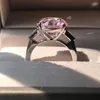 Choucong merk trouwring luxe sieraden 925 sterling zilveren ronde gesneden roze topaz cz diamant edelstenen feest vrouwen eeuwigheid verloving bruids ring cadeau