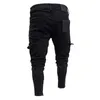 Jeans pour hommes Hommes Stretch Noir Grandes poches latérales Cargo Mode Zipper Petit pied Denim Pantalon Élastique Jogging Pantalon Streetwear 230509