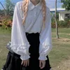 Женские блузкие рубашки японские рюшиные лолита женщины 2023 Mori Girl Sweet Lantern Tops Fresh Kawaii White Springwomen's Women'swomen