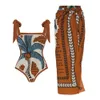 Women Swimsuit Size S-XL Two Piece Swimwear Multi color Printed Wrap Hip Skirt With Dust Opp Bag