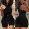 Damskie dresy dwupoziomowe Zestaw kobiet Summer Solid Color TrackSuits Bez rękawów kamizelki uprawne topy chude szorty 2pcs sex sexy fitness klubowy 230508