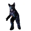 Trajes mascote lobo preto fursuit trajes adolescentes terno peludo completo grandes performances e trajes de eventos