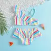 Set da bagno per ragazze estivi per due pezzi Summer Girls Set di moda per bambini senza maniche e tute a strisce a strisce