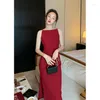 Abiti casual 2023 per donne in stile estivo in stile francese elegante abito rosso bianco rosso nero slim bodycon da sera