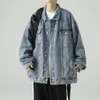 Heren Jackets Autumn Men's Fashion Denim Jacket Korean Oversize Loose Casual Jeans Coats Light Blue Fashion Streetwear Brand Kleding 230509