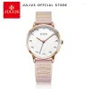 Montres-bracelets JULIUS 2023 Femmes Rose Montre Pour Filles Quartz Poignet Trou Cadran Designer Whatch Bracelet En Cuir Robe Relogio Feminino JA-1021