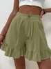 Women's Shorts Cotton and Linen Shorts Casual Wide-leg Loose Shorts Summer Solid Color Women's High Waist Sports Shorts Rainbow 230509