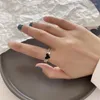 Cluster anneaux doux mignon coeur noir amour élégant empilage argent couleur ajusté pour les femmes bijoux à la mode de la mode en gros