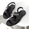 Baotou – sandales d'été en cuir véritable pour hommes, tongs de plage à la mode, chaussures à trous, décontractées, d'intérieur, 230508