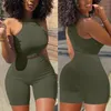 Damskie dresy dwupoziomowe Zestaw kobiet Summer Solid Color TrackSuits Bez rękawów kamizelki uprawne topy chude szorty 2pcs sex sexy fitness klubowy 230508