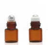 Bouteilles de parfum d'huile essentielle de boule de rouleau ambre en gros 1 ml 2 ml échantillon rouleau sur des bouteilles en verre de boule de rouleau pour le voyage 100 pcs/lot