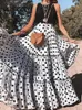 Rokken mode y2k polka dot dames ruche maxi rok zomer hoge taille vrouwelijke vintage lange trend bohemian fairy festival kleding 230509