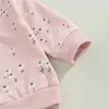 Zestawy odzieży 0-18m Baby Girls Activewear Strój kwiecisty nadruk długi rękaw Bluza bluzy i rozciąganie