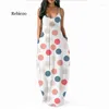 Robes décontractées Femmes Boho Long Maxi Dress Floral Summer Party Polka Dot Beach Sundress Oversized Strappy