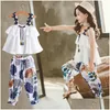 Kledingsets Tiener Girl Kleding Zomer Kinderen Fashion Sling Tops Floral Two Piece Set Children Suit Girls Outfits 4 5 8 9 10 12 Ye Dhngf