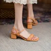 Scarpe con fibbie sandali donne con tacchi alti estate vera pelle velo da donna o ufficio lady pompa pompa femmina