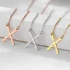 Hänge halsband koreansk stil guldfärg lång rostfritt stål halsband för kvinnor x länk choker kedja mode smycken par gåva