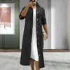 Casual Dresses 2023 Women Long Coat Sleeve Turn-down Collar Solid Color Single-breasted Fashion Lapel Chemise Overcoat