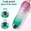 Botella de agua mejorada de 1 litro para niñas, botella de agua deportiva motivacional, botellas para beber a prueba de fugas, viajes al aire libre, gimnasio, jarra de fitness, cocina