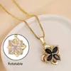 Pendanthalsband Lucky99 Design Rotertable Zircon Four-Leaf Clover Titanium Steel Halsband Enkel korta kvinnor Fashion Jewelry