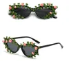 Nieuwe bloem decoratieve zonnebril dames prom feestglazen diy mode hiphop zonnebril vintage zonnebril