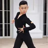 Stage Wear Latin Dance Tops for Boys Black Tap Salsa Outfits Performance Kostuma Ballroom Practice JL2184