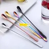 Stainless steel Long ladle dessert spoon coffee Scoops gold rainbow stirring mug ice home Kitchen Dining Coffeeware