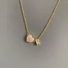 Pendant Necklaces Simple Small Cubic Zircon Initial Letter Heart Name Necklace Trendy Gold Color CZ Alphabet Charm Collar Steel Thin Chain