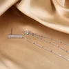 Bengelen oorbellen reëel 925 sterling zilveren oorrel 15 cm lange ketting kwastje cz stud voor vrouwen Valentijnsdag fijne sieraden De0549