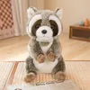 17/23/30 cm Simulatie Raccoon Peluche speelgoed Mooie dierenpoppen Leuke wasbeer met bells Mantel verjaardagscadeau voor kinderen