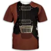 Мужские рубашки Summer Tops Tees 3D-печатная пламени гитара повседневные мужчины/женщины носят модную уличную одежду, футболка с выстрелом, плюс, панк-одежда размера
