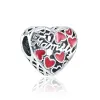 925 Sterling Silver Charms för Pandora smycken pärlor Kvinnliga armband pärlor nya utsökta silverhängen rött hjärta
